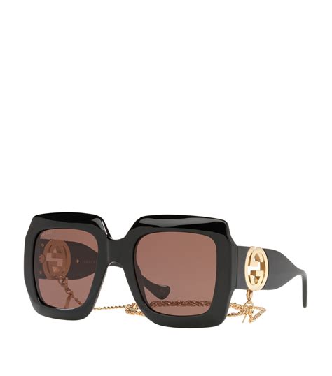 large frame gucci sunglasses|gucci rectangular sunglasses with chain.